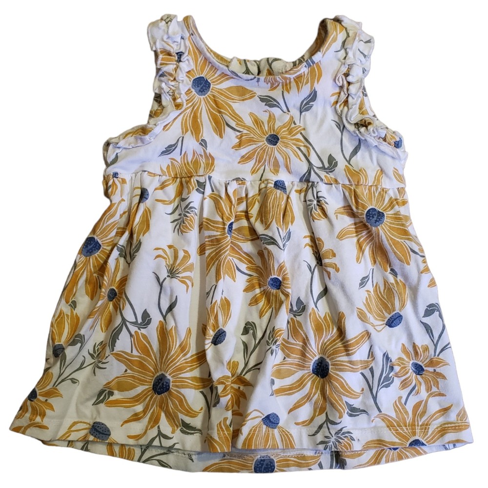 Isaac Mizrahi Baby Girls Floral Dress Sleeveless Frills Size 24M White Yellow
